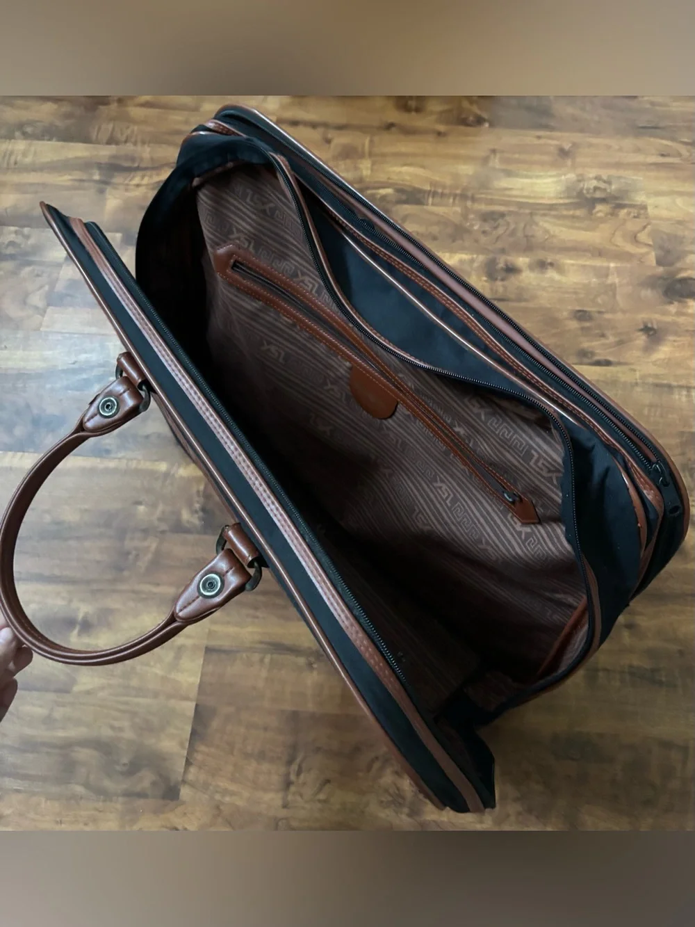 Vintage Yves Saint Laurent YSL Original Travel Duffle Bag Weekender Black Brown